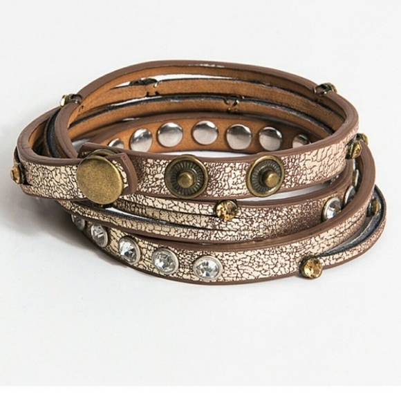 CRYSTAL Studded Wrap Bracelet in Champagne - Picture 2 of 5